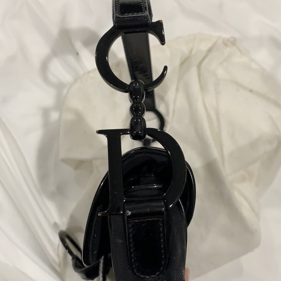 Christian Dior Canvas Patent Calfskin Saddle Bag - Picture 10 of 12